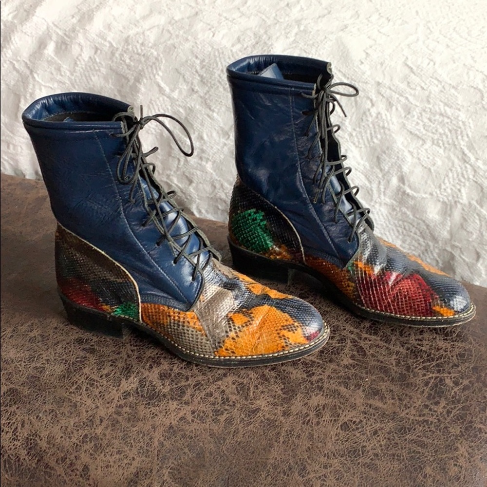 Dan Post Snakeskin Lace Up Boots size 7
